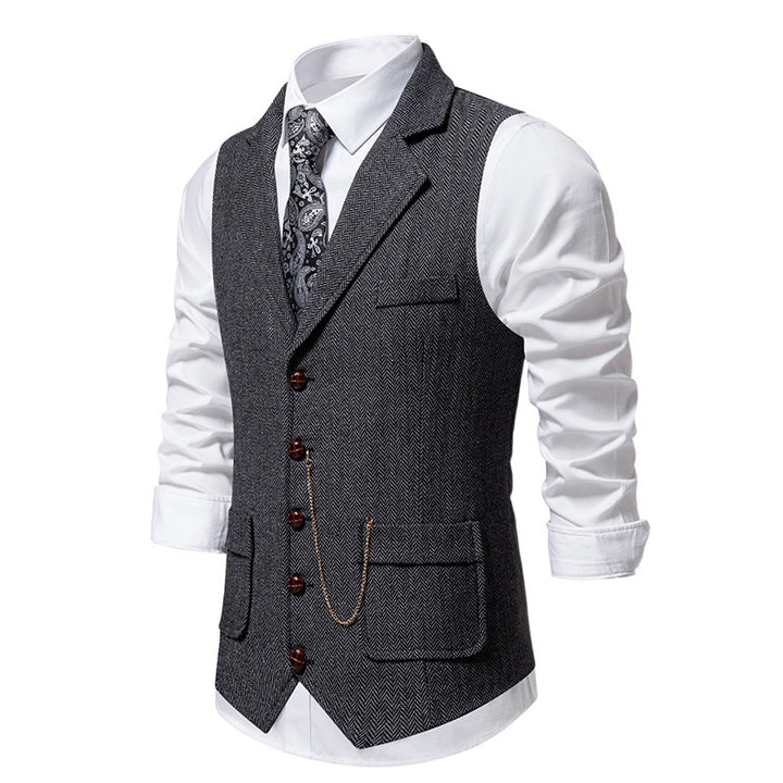 Herren nan Vintage-Weste mit Reverskragen Uhrenkette und Brusttasche Echo Archiv
