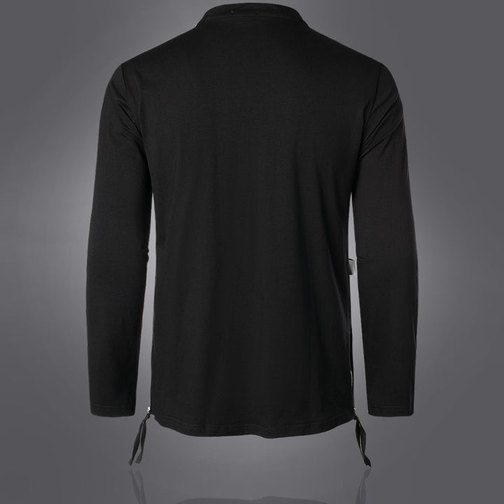Herren modisches Langarmshirt mit asymmetrischem Design und praktischer Brusttasche Echoarchiv