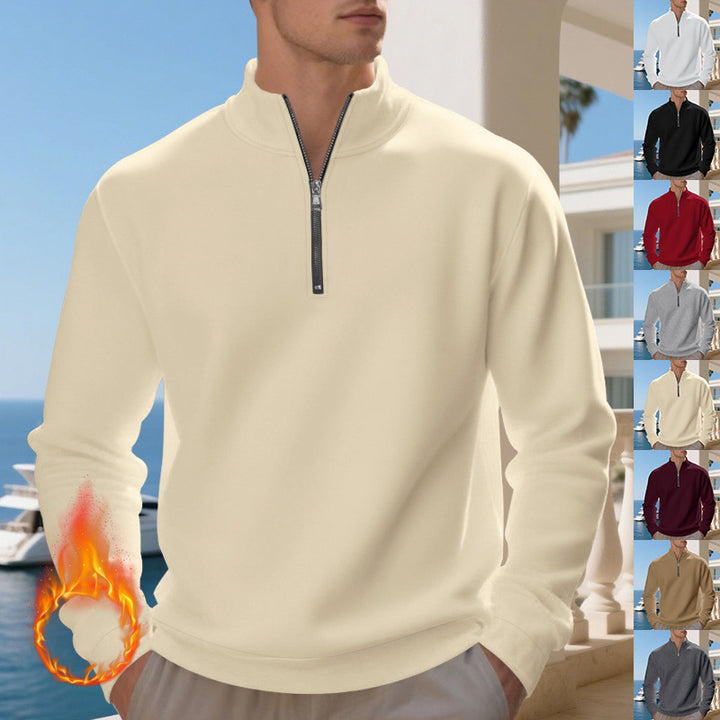 Herren sportlicher Pullover mit halbem Reißverschluss und atmungsaktiver Struktur Echoarchiv