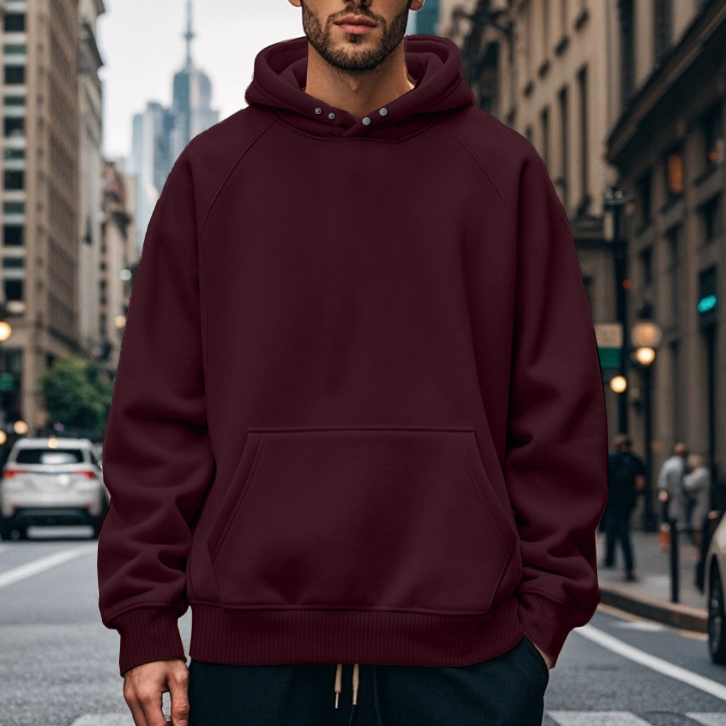 Herren oversized Kapuzenpullover aus weichem Baumwollmix mit Kangaroo-Tasche Echoarchiv