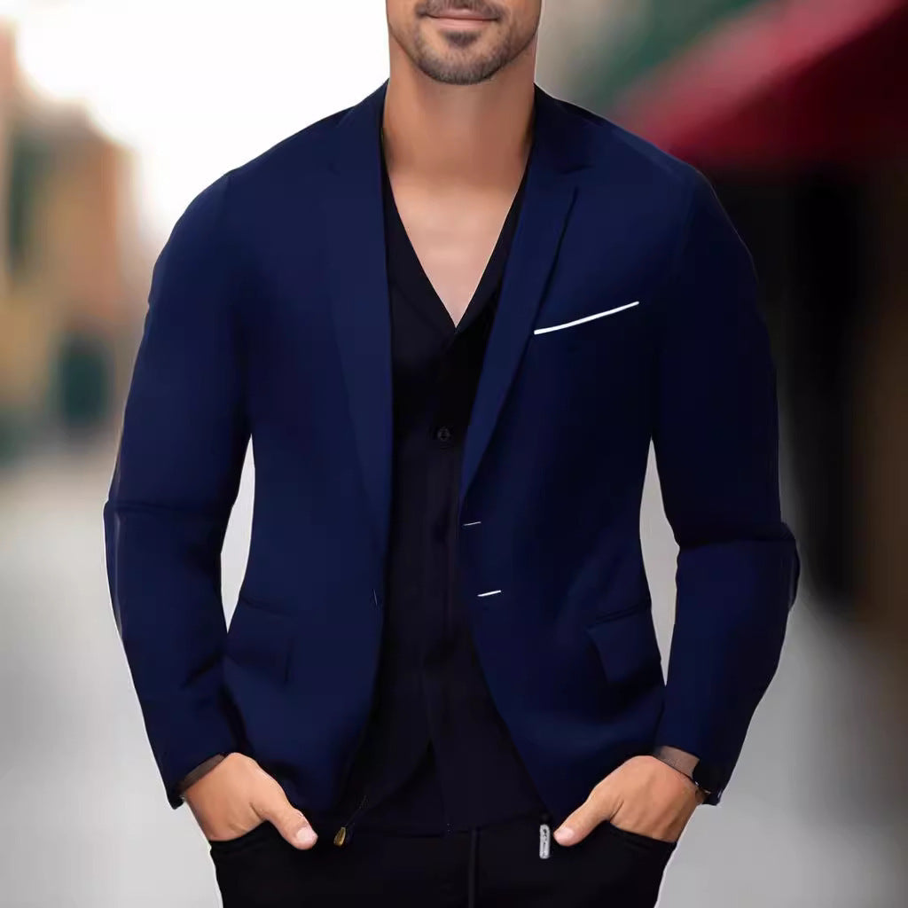 Herren eleganter und stilvoller Blazer mit farblich abgesetztem Revers Echoarchiv