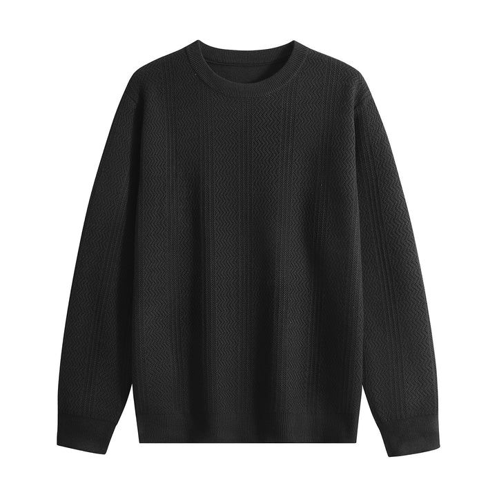 Unisex Strukturierter Rundhals-Strickpullover mit Ajourmuster Echoarchiv