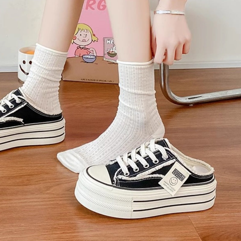 Damen Trendige Plateausneaker mit offener Ferse und Schnürung Echo Archiv