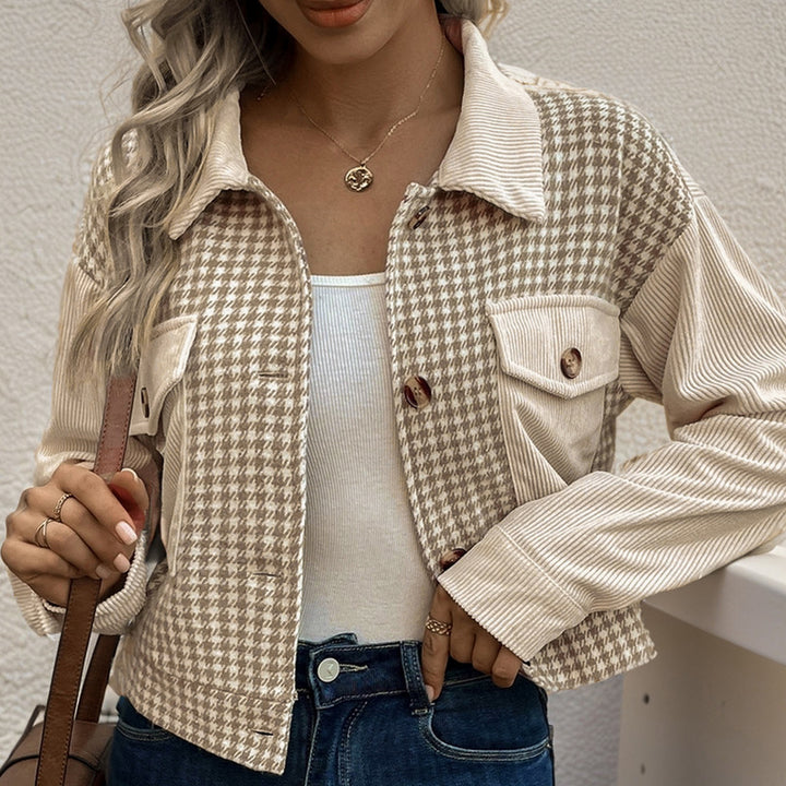 Damen Modische Karierten Cordjacke Echo Archiv