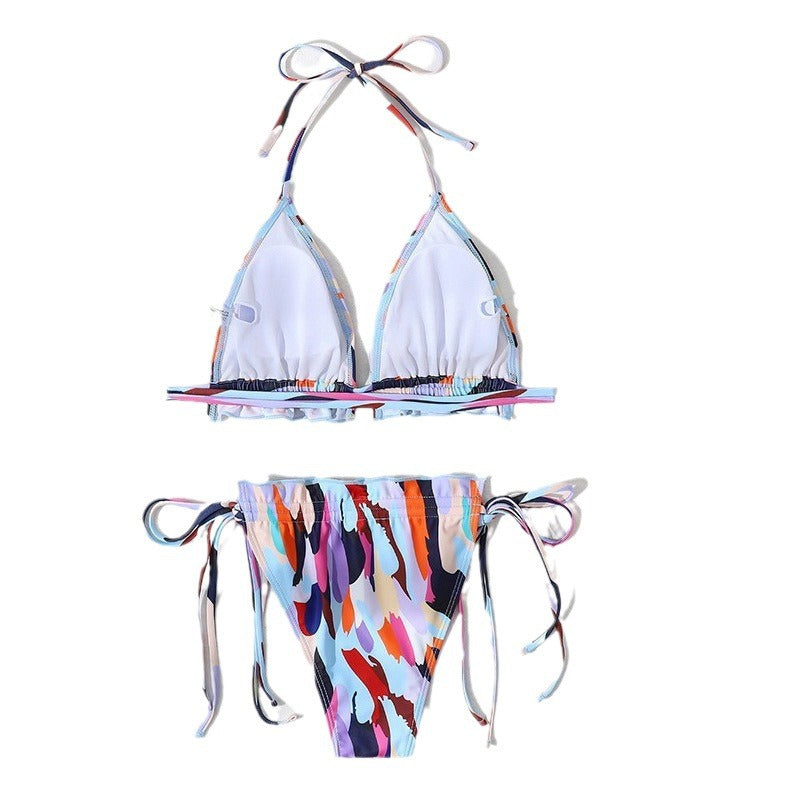 Damen Triangel-Bikini mit doppeltem Rüschendesign und verstellbarem Bindeband Echo Archiv