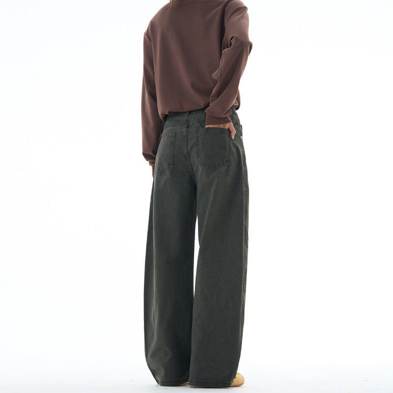 Damen Extraweite Denim-Palazzohose mit floraler Stickerei Echo Archiv