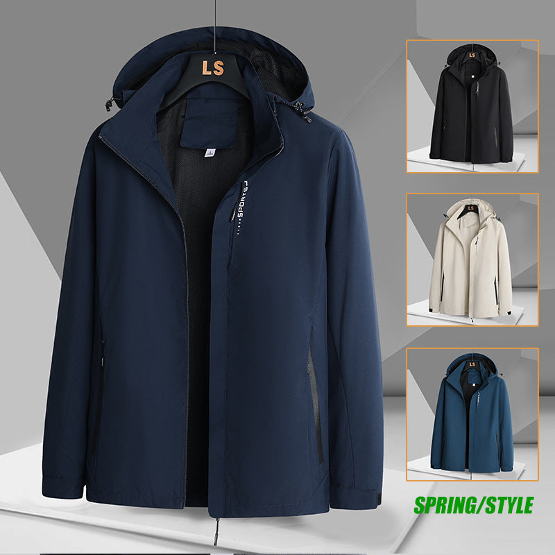 Herren sportliche Übergangsjacke mit verstellbarer Kapuze und wasserabweisendem Material Echoarchiv