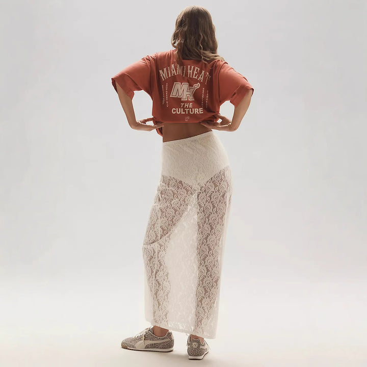 Damen Spitzenrock im langen, eleganten Design mit hohem Schlitz Echo Archiv