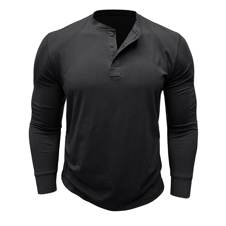 Herren Langarm-Henley-Shirt mit modischen Akzenten und atmungsaktivem Material Echoarchiv