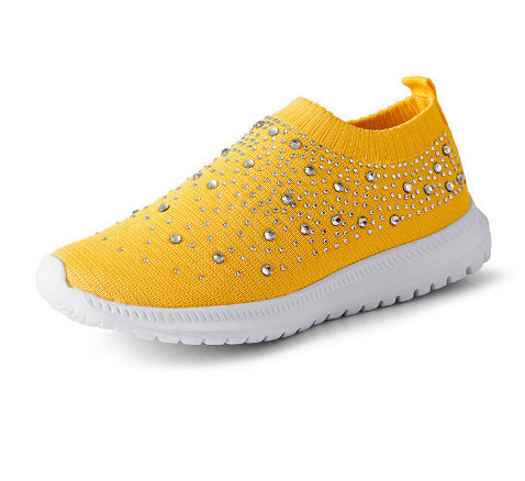 Damen nan gestrickte Slipper-Sneaker mit Strassbesatz und elastischem Einstieg Echo Archiv