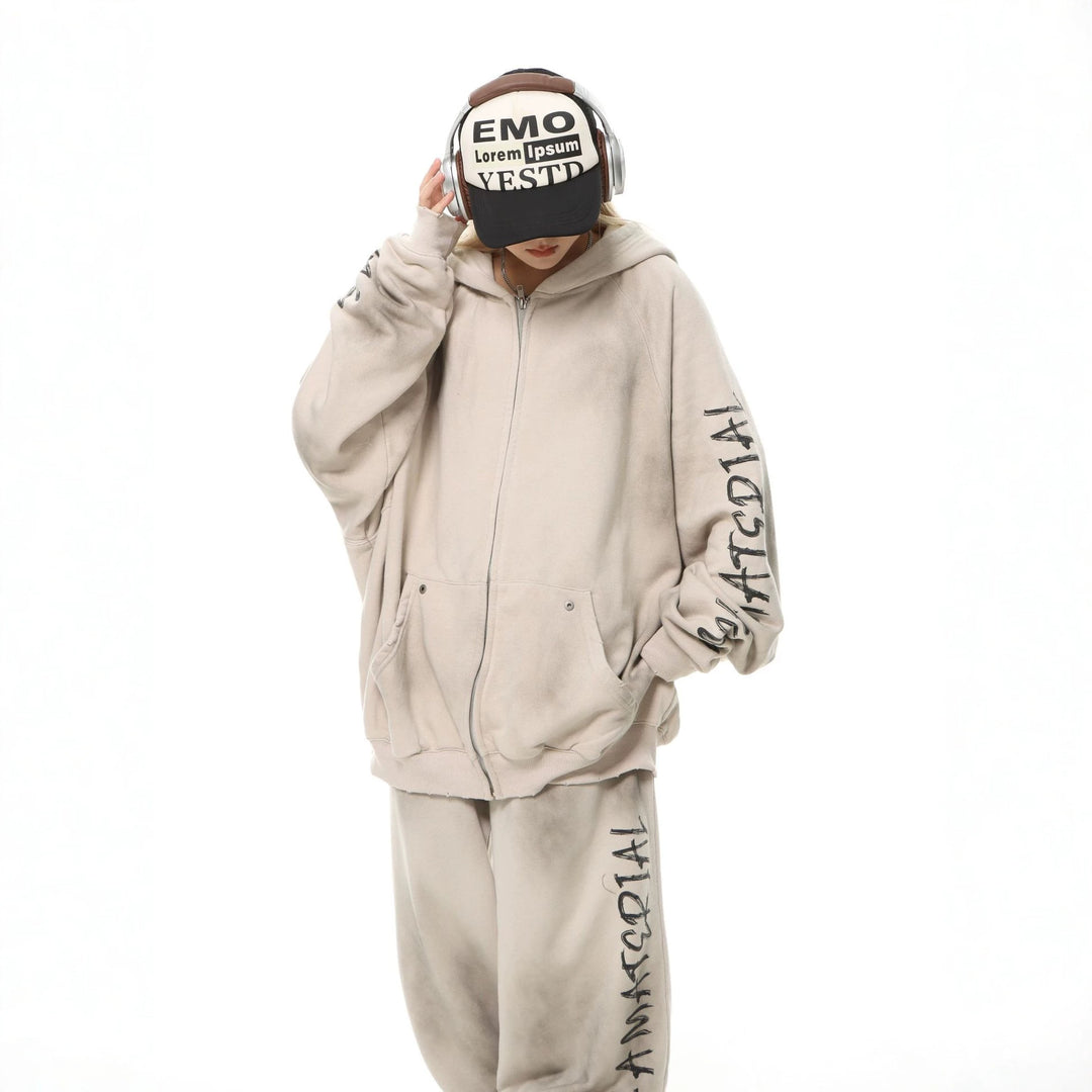 Unisex Kapuzenpullover im Oversize‑Cut mit Batik‑Wash und Statement‑Rückenprint Echoarchiv