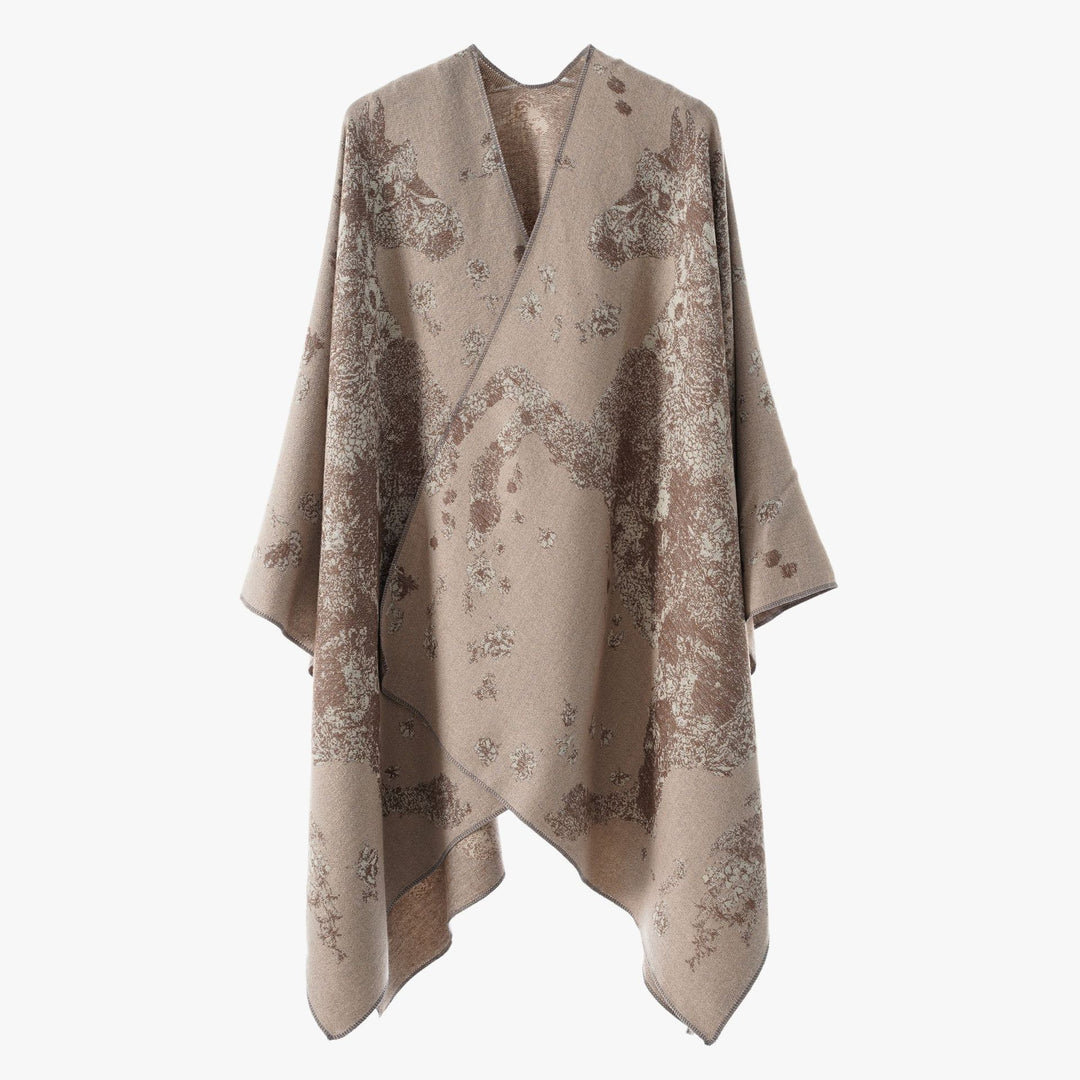 Damen Oversize-Wickelponcho im Kimono-Fall mit feinem Jacquardgewebe Echo Archiv