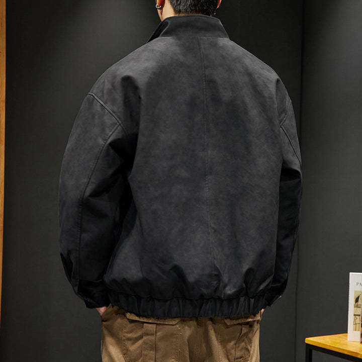 Herren elegante Kunstlederjacke mit praktischem Kragen Echoarchiv