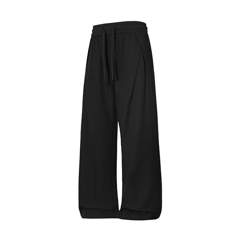 Damen Leichte Leinenoptik Palazzo-Hose mit elastischem Tunnelzugbund und dekorativen Falten Echoarchiv