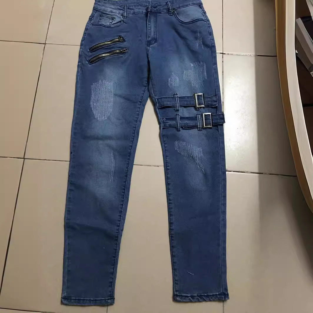 Herren JEchoarchivns mit stylischem Reißverschluss und Distressed-Details Echoarchiv