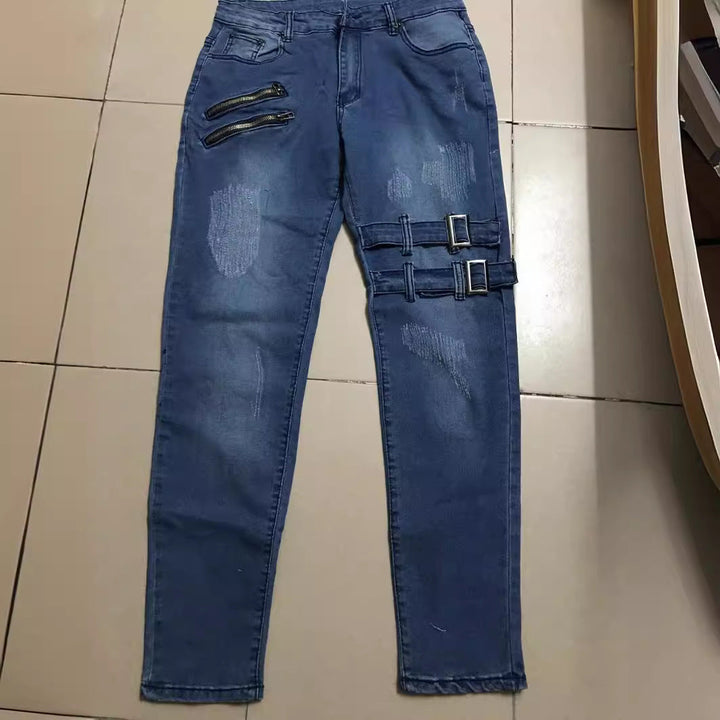 Herren JEchoarchivns mit stylischem Reißverschluss und Distressed-Details Echoarchiv