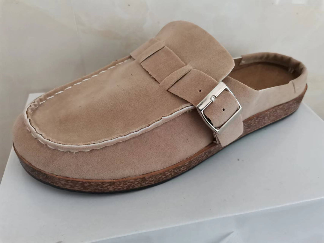 Damen Mokassin-Mule mit verstellbarer Schnalle und Kork-Plateau – Avérine