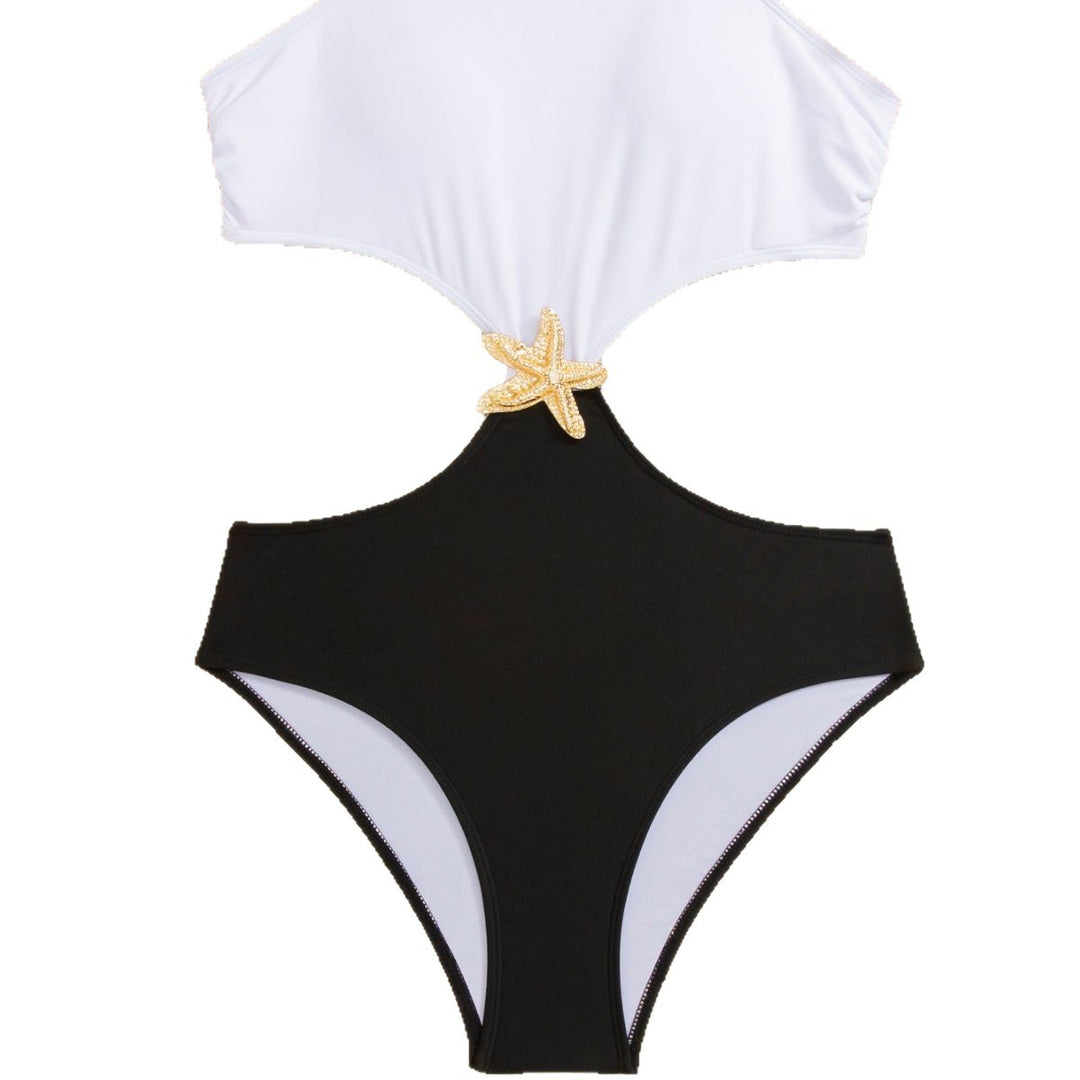 Damen Eleganter Badeanzug mit seitlichem Cut-Out und maritimer Verzierung Echo Archiv