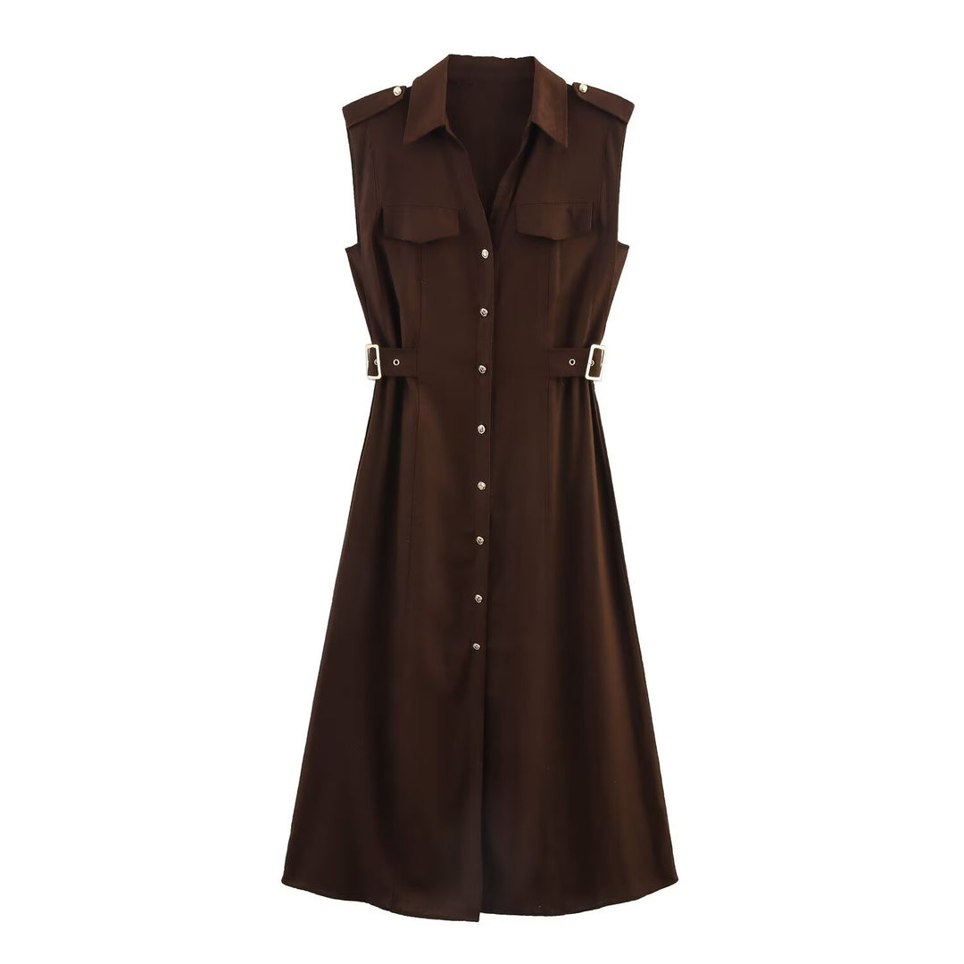 Damen Hemdblusenkleid mit praktischen Taschen und modischem Taillengürtel Echo Archiv