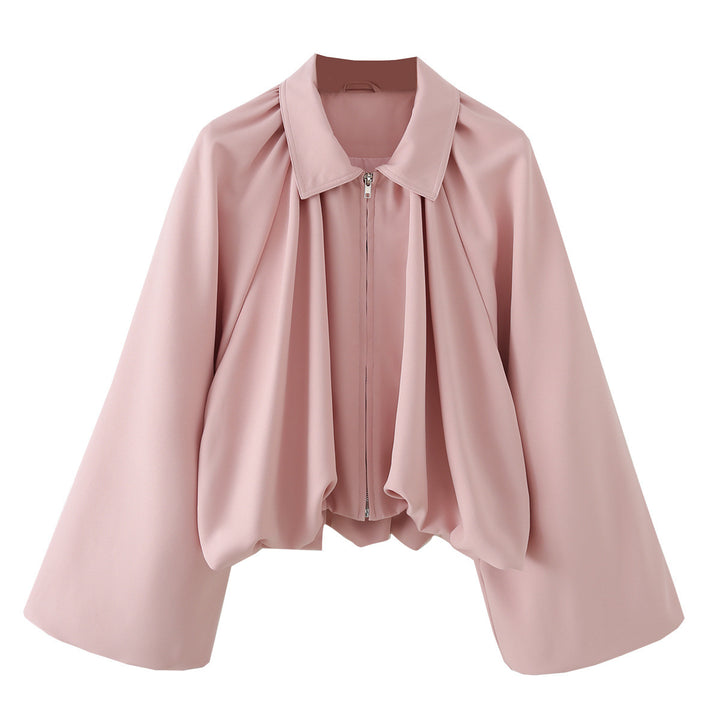 Damen Kurzjacke mit Kräusel-Volants, weitem Ärmel und Reißverschluss Echo Archiv