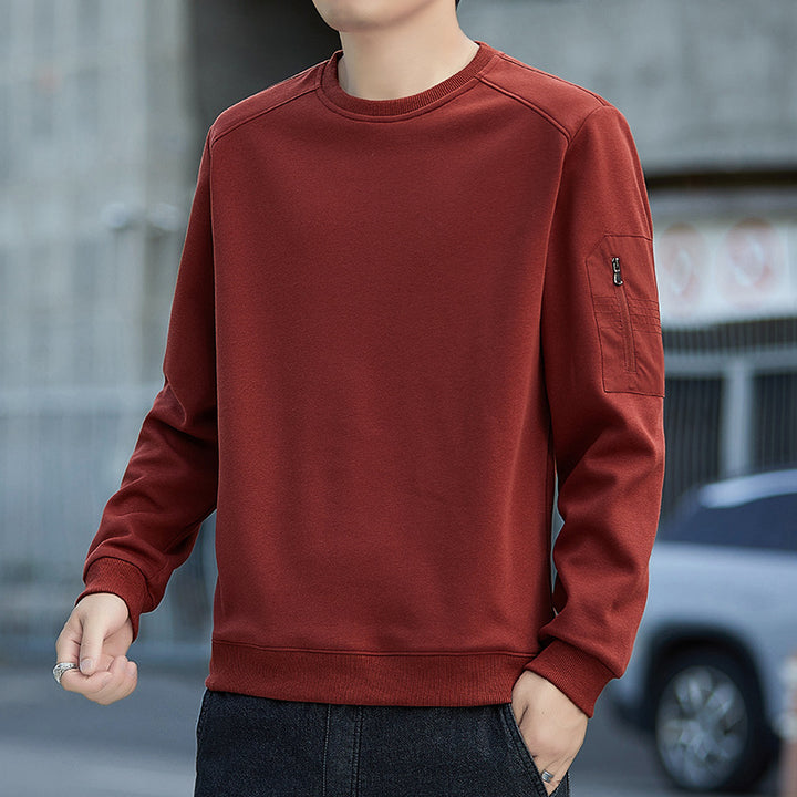 Herren Minimalistisches Sweatshirt mit Raglanärmeln und Reißverschluss-Ärmeltasche Echo Archiv