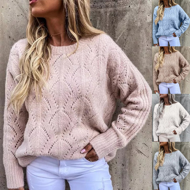 Damen Oversize Ajourstrick-Pullover mit Rundhalsausschnitt Echo Archiv
