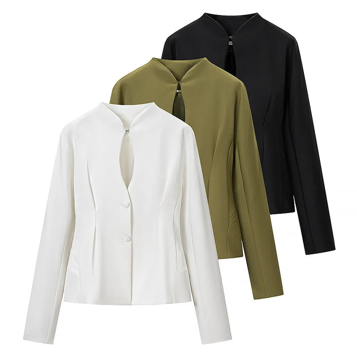 Damen nan taillierter Kurzblazer mit Stehkragen, Cut-Out-Front und verdeckten Ziernähten Echo Archiv