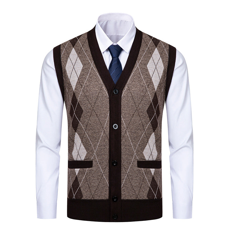 Herren edle Strickjacke mit modernem Rautenmuster Echoarchiv