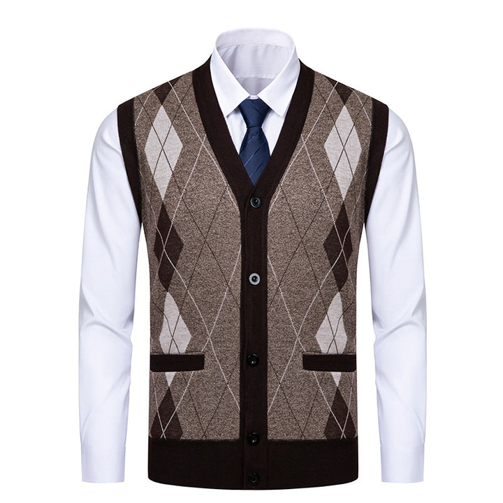 Herren edle Strickjacke mit modernem Rautenmuster Echoarchiv