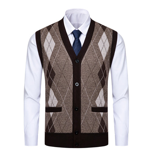 Herren edle Strickjacke mit modernem Rautenmuster Echoarchiv