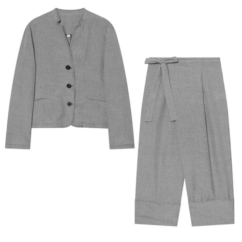 Damen Kurzblazer im Hahnentritt‑Muster mit Stehkragen und taillierter Cropped‑Silhouette Echo Archiv