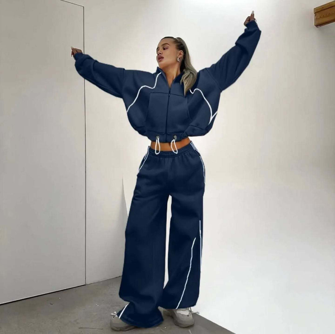 Damen nan weites Oversize-Trackset mit Reißverschluss-Kapuzenjacke und extraweiter Loungehose Echo Archiv
