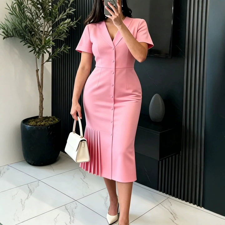 Damen figurumspielendes Midi-Kleid mit plissierten Details Echo Archiv