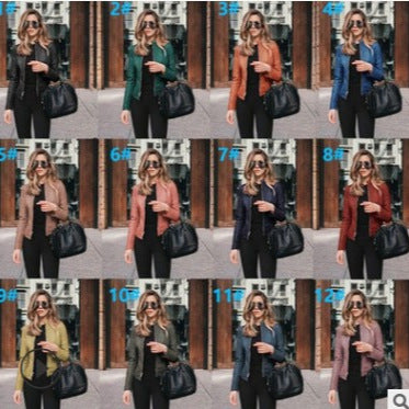 Damen nan taillierte Lederjacke mit Stehkragen und verdecktem Reißverschluss Echo Archiv