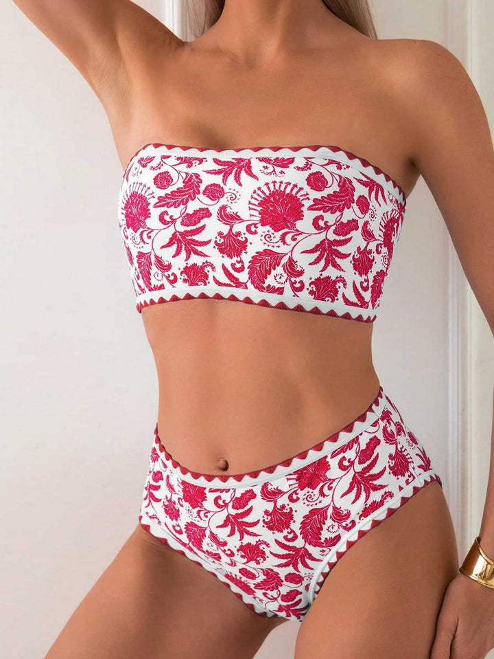 Damen Bandeau-Bikini mit trendigem floralen Design Echo Archiv