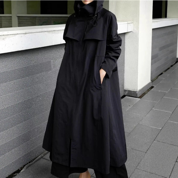 Damen Oversize-Mantel im Maxi-Look mit Kapuze und Cape‑Passe Echoarchiv