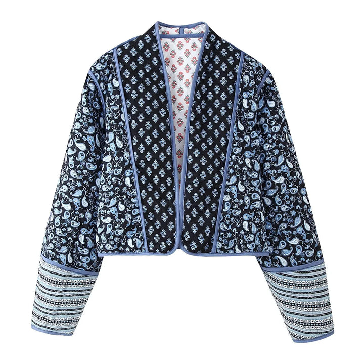 Damen nan wendbare Patchwork Steppjacke im Kimono‑Style mit kontrastärmeln Echo Archiv