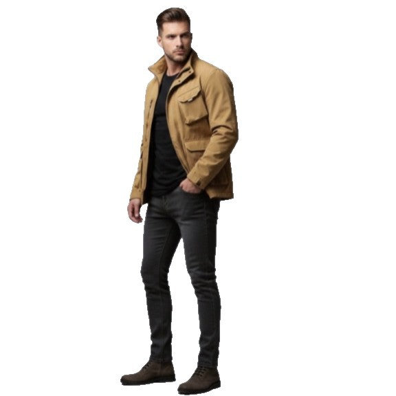 Herren Leichte Utility-Fieldjacke mit Stehkragen, Mehrfach-Taschen und atmungsaktivem Meshfutter Echo Archiv
