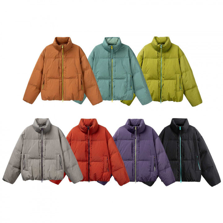 Damen Kurze Oversize-Steppjacke mit hohem Stehkragen und Kontrast-Reißverschluss Echo Archiv