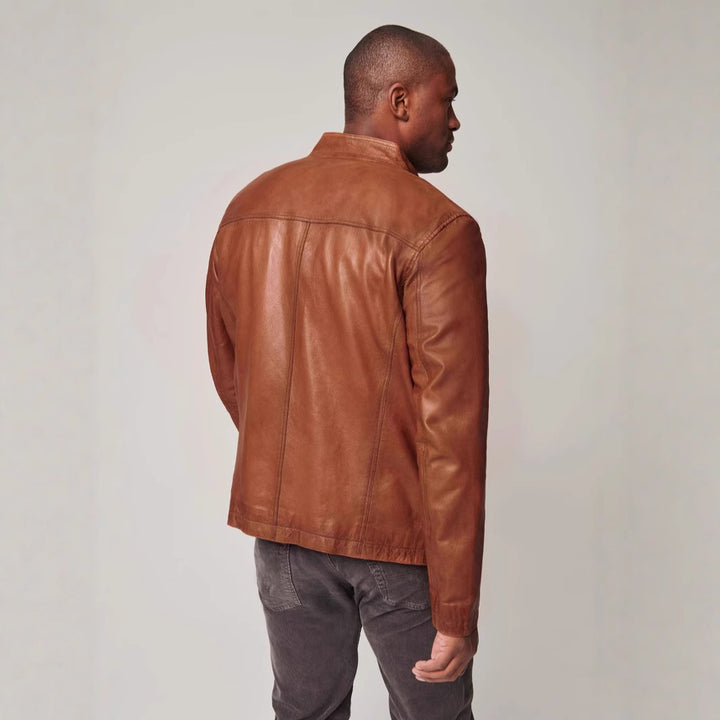 Herren hochwertige Lederjacke im minimalistischen Design Echoarchiv