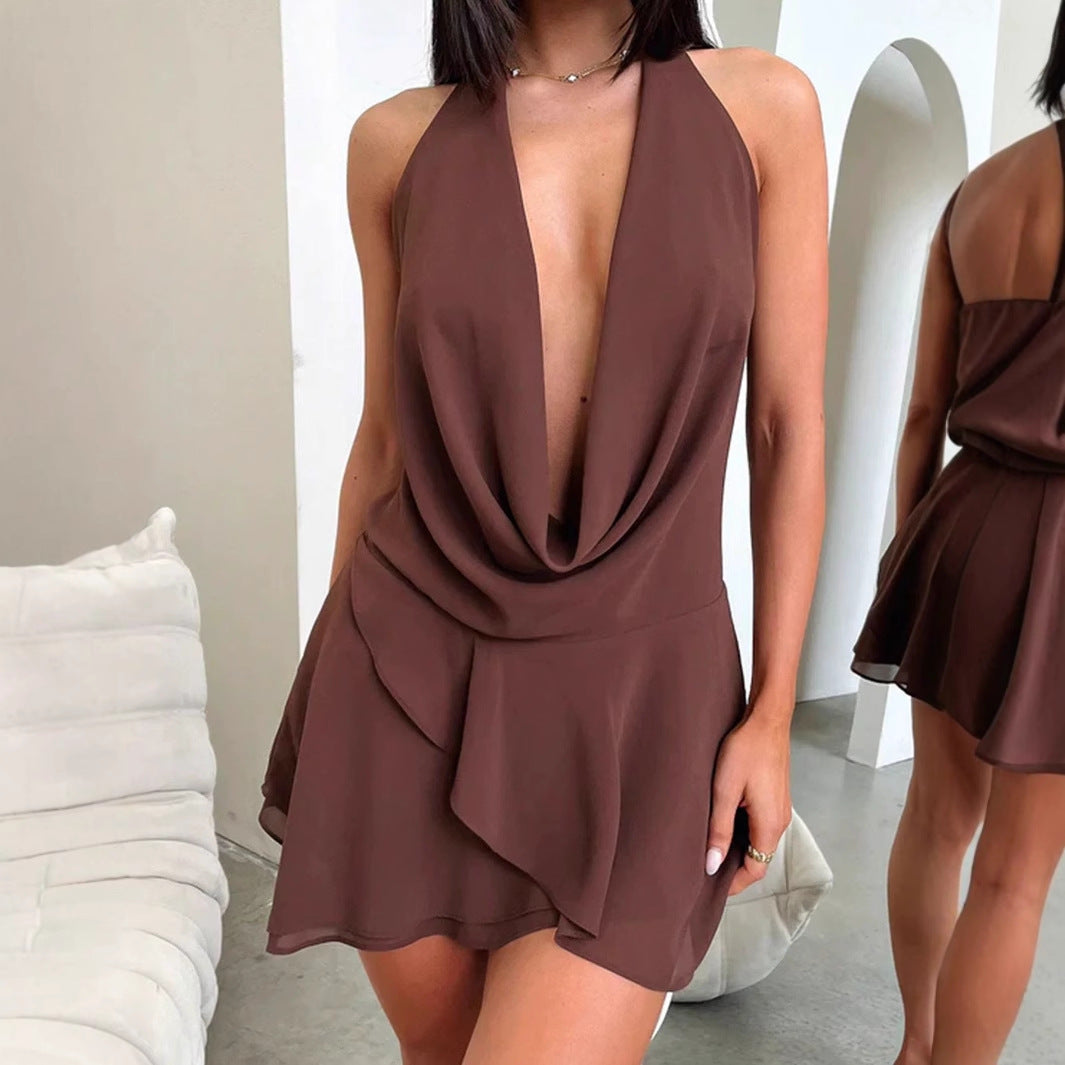 Damen Minikleid mit raffiniertem Wickelausschnitt und elegantem Drapierungsdesign Echo Archiv
