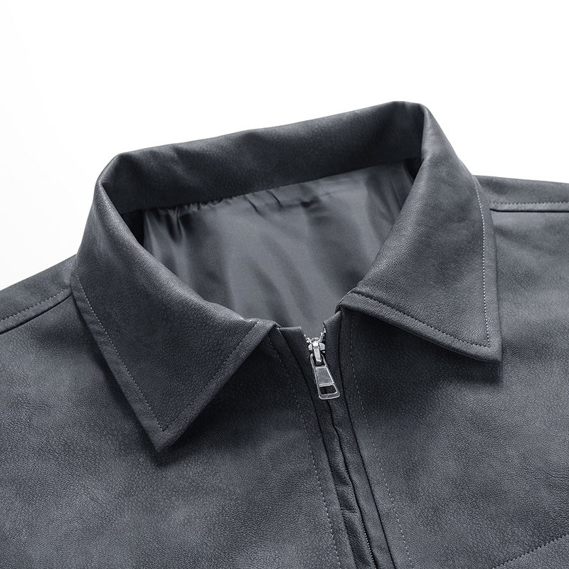 Herren Kunstlederjacke im lässigen Biker-Stil mit praktischen Taschen Echoarchiv