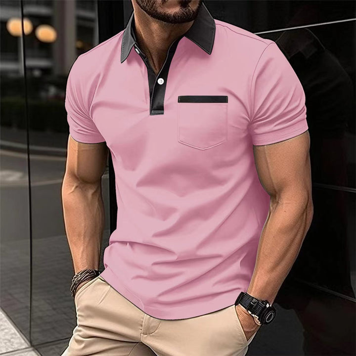 Herren Poloshirt mit modernem Kontrastkragen und praktischer Brusttasche Echoarchiv
