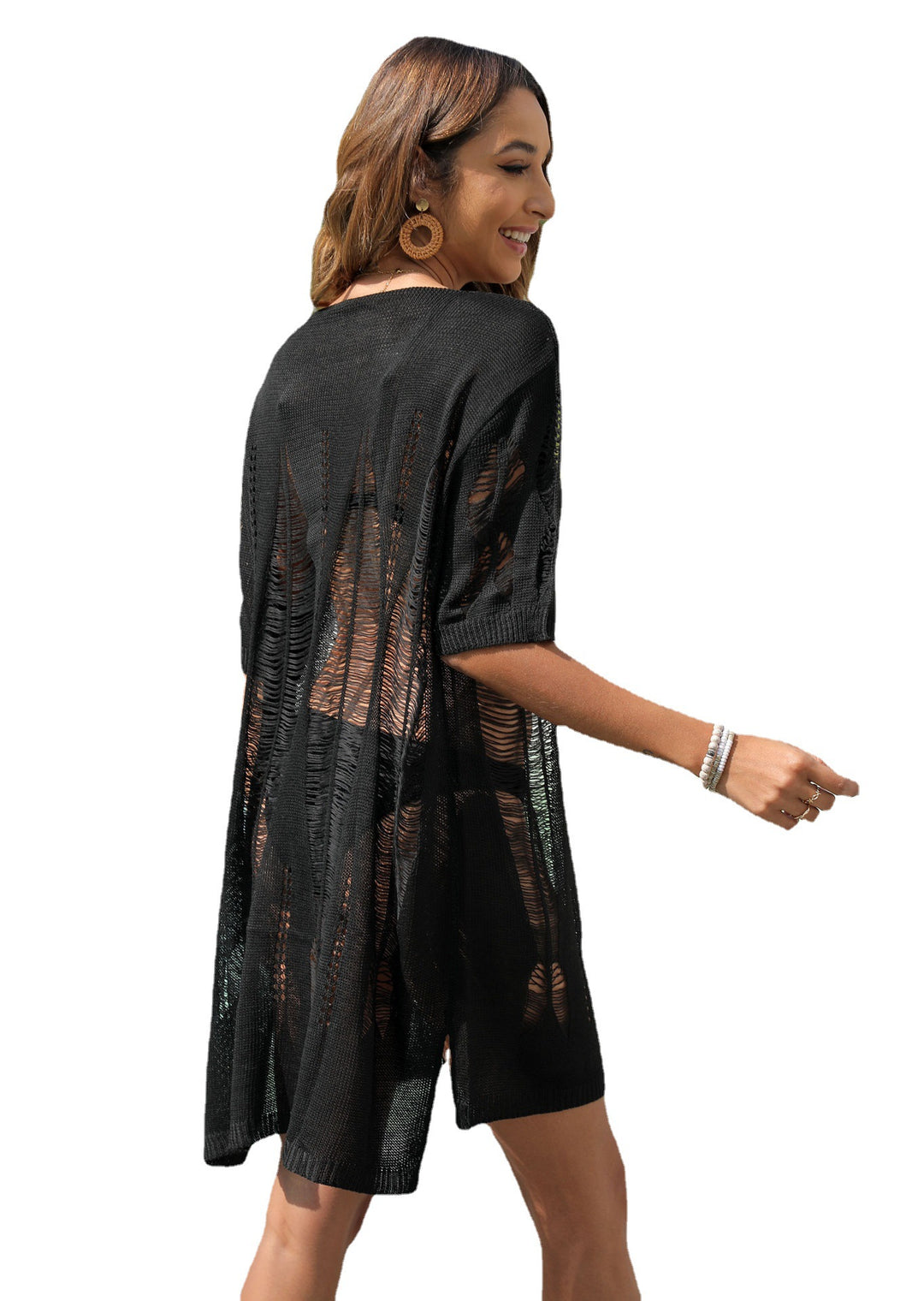 Damen luftiger Strandsarong mit modernem Häkelmuster Echo Archiv