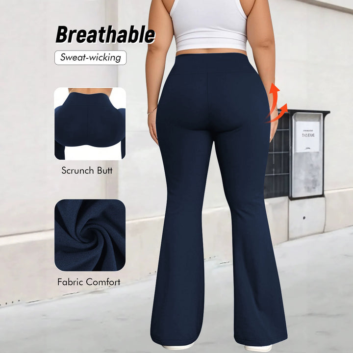 Damen taillenhohe Shaping Bootcut-Leggings mit Bauchkontrolle und 4-Wege-Stretch echoarchiv-