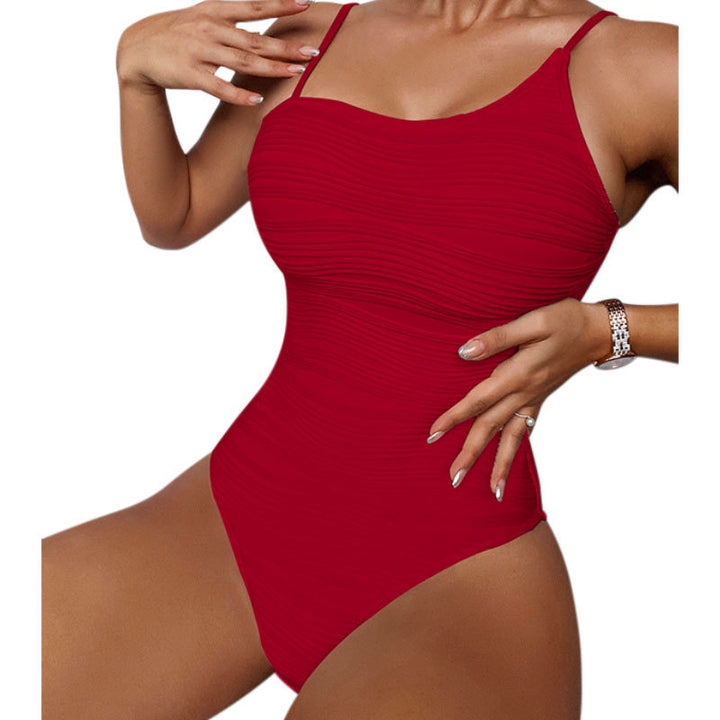Damen Einteiler Badeanzug mit raffiniertem Rippendesign Echo Archiv