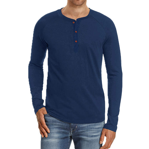 Herren Langarm-Henley Shirt aus weichem Baumwollmix mit modischem Knopfdesign Echoarchiv