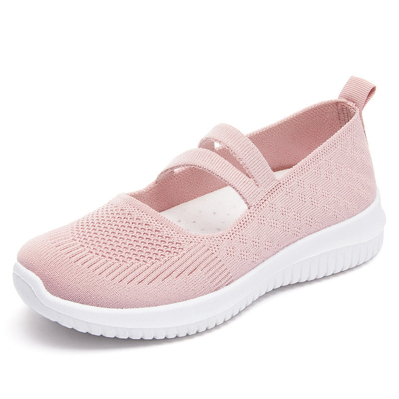 Damen nan gestrickter Slip-On Mary-Jane-Sneaker mit elastischen Riemen, gepolstertem Komfortfußbett und flexibler EVA-Laufsohle Echo Archiv