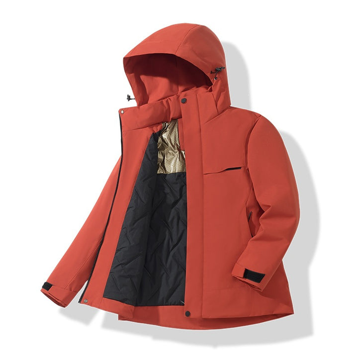 Herren Wasserabweisende Thermo-Parka mit Kapuze, gesteppter Innenseite & verdecktem Reißverschluss Echoarchiv