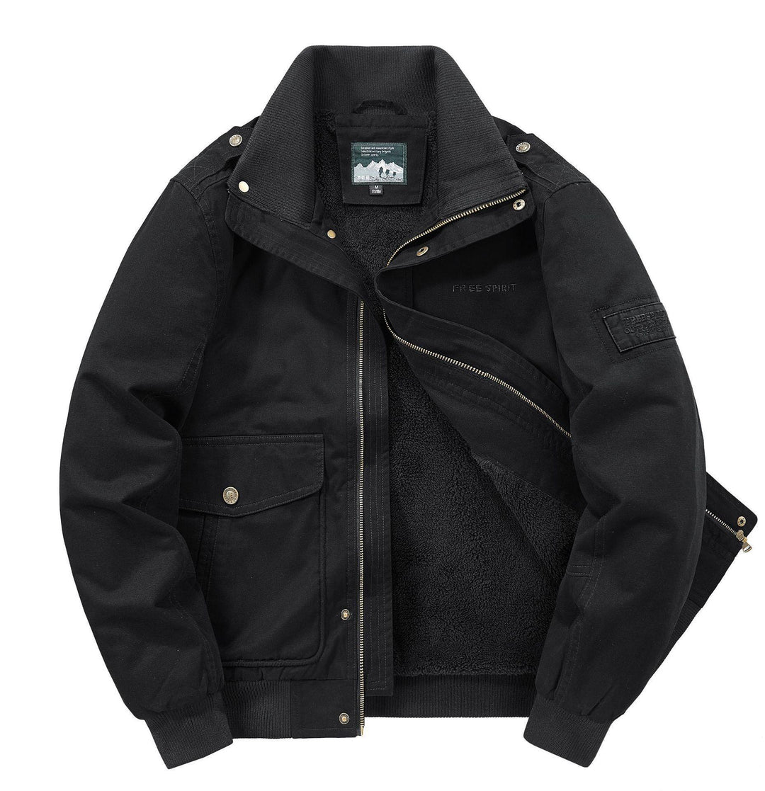 Herren Thermo-Canvasblouson mit durchgehendem Teddyfutter, Rippkragen und Utility‑Pattentaschen Echo Archiv
